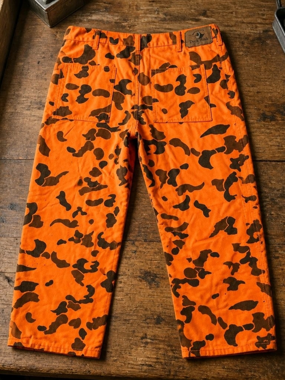 Men's Winchester Duxbak Orange Camo Pants - Casual Relaxed Fit #762